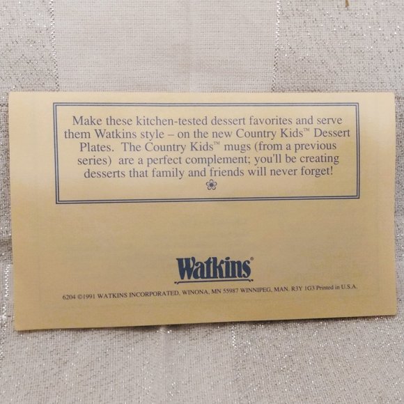 Vintage 1991 Watkins Country Kids Collectors Plate-Org. Recipe Booklet/Box Inc. - Picture 8 of 14